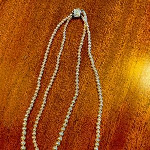 Vintage Coro Pinkish Pearls Double Strand Sterling Clasp